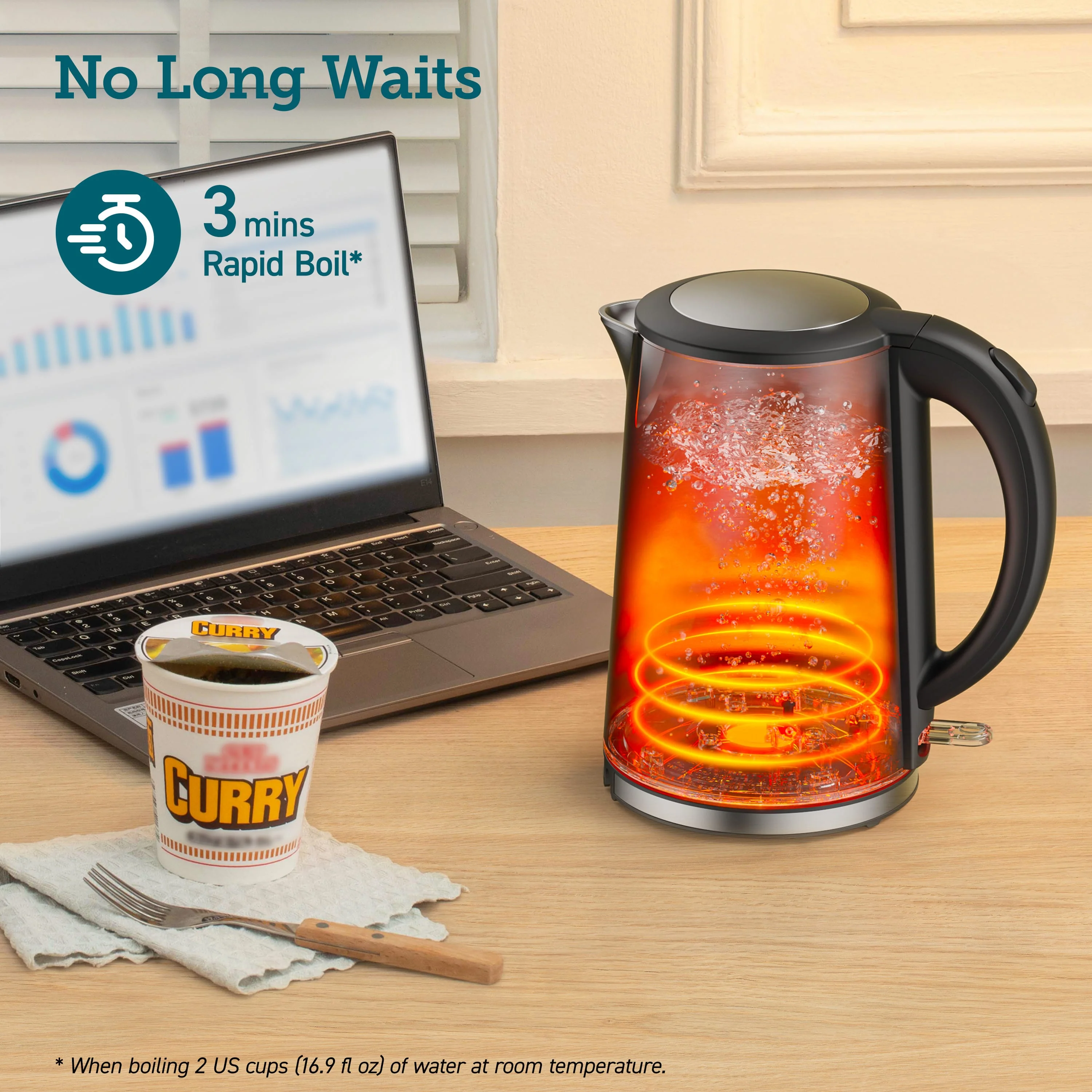Cosori 1.5L Double Wall Stainless Steel Electric Kettle - Image 4