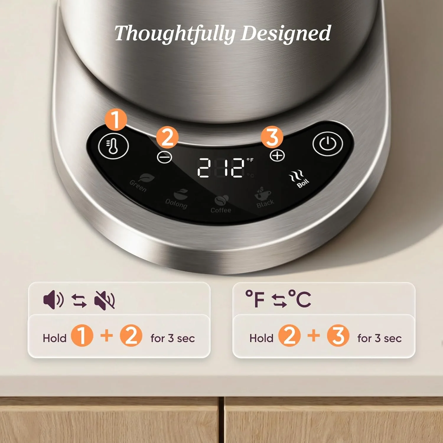 COSORI 1.7L Stainless Steel Kettle with Precision Control - Image 7